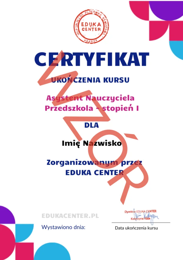 asystent nauczyciela przedszkola stopień i